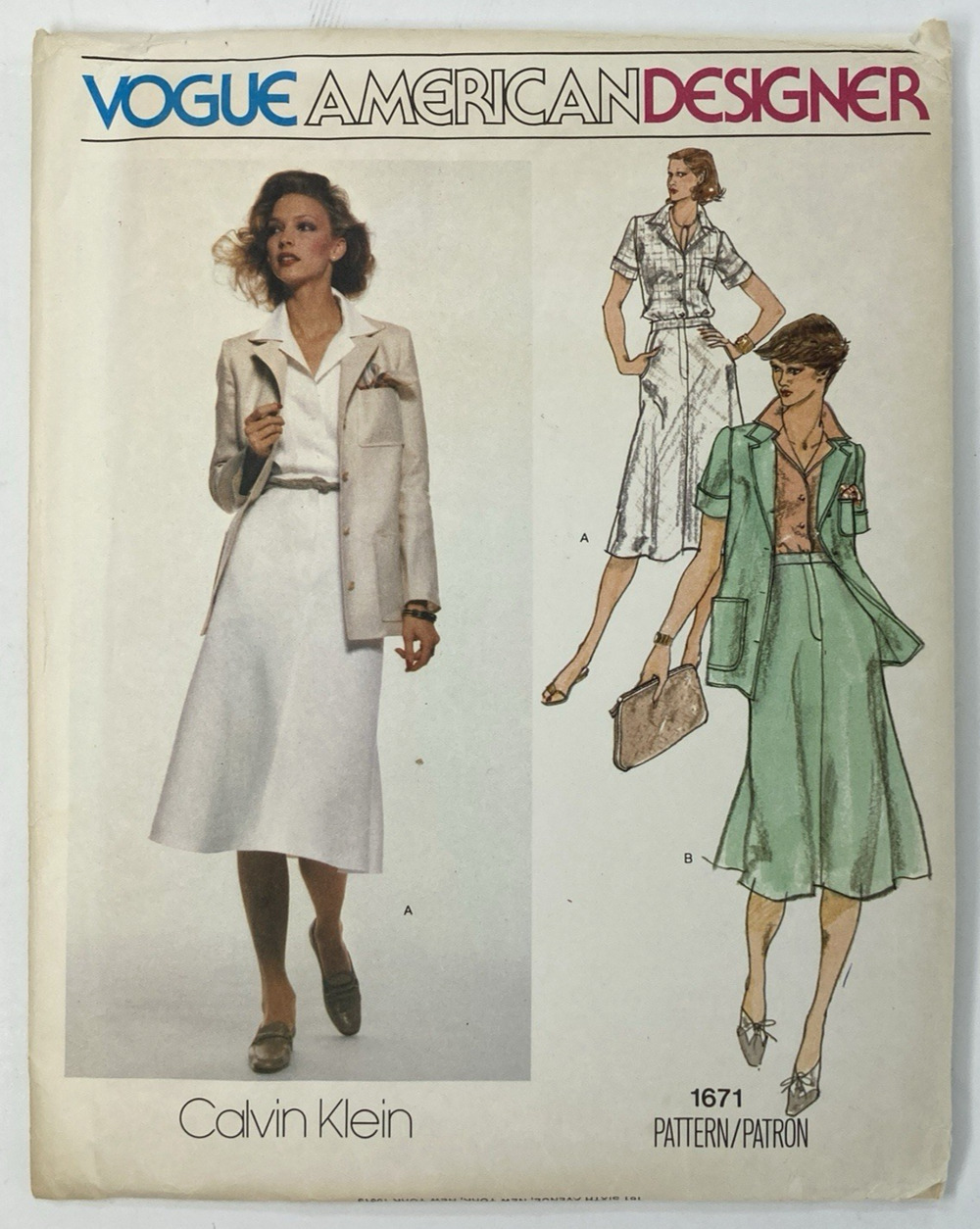 Vogue American Design Pattern 1671 Calvin Klein Separates Misses Sz 8 Uncut 70s